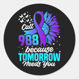 Suicide Prevention Awareness Mental Health Ribbon Classic Round Sticker