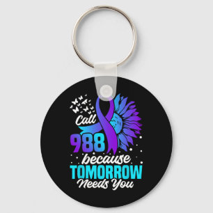 Suicide Prevention Awareness Mental Health Ribbon Key Ring