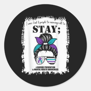 Suicide Prevention Awareness Mental Health Support Classic Round Sticker