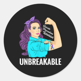 Suicide Prevention Awareness Mental Health Warrior Classic Round Sticker