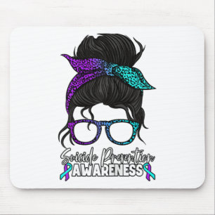 Suicide Prevention Awareness Messy Bun Women Mouse Pad