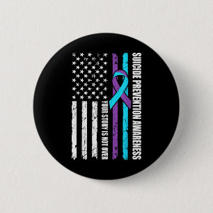 Suicide Prevention Awareness Month Flag Teal & 6 Cm Round Badge