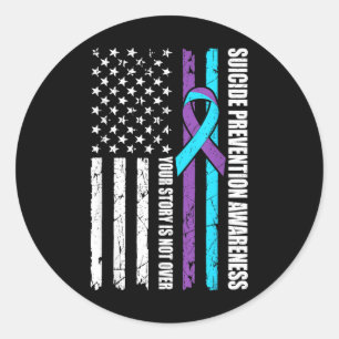 Suicide Prevention Awareness Month Flag Teal &amp; Classic Round Sticker