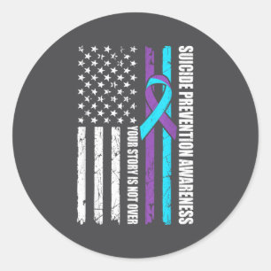 Suicide Prevention Awareness Month Flag Teal & Classic Round Sticker