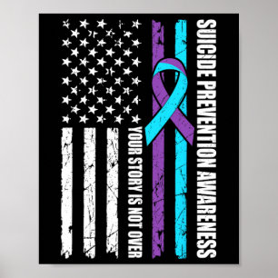 Suicide Prevention Awareness Month Flag Teal And P Poster