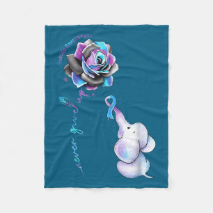 Suicide Prevention Awareness Month Flower Elephant Fleece Blanket