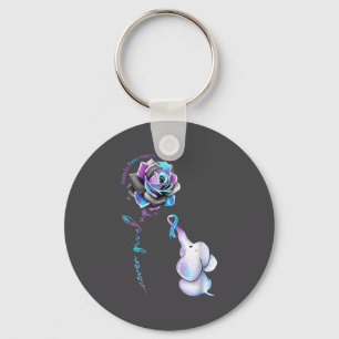 Suicide Prevention Awareness Month Flower Elephant Key Ring