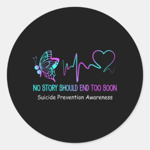Suicide Prevention Awareness Month Gift Butterfly Classic Round Sticker