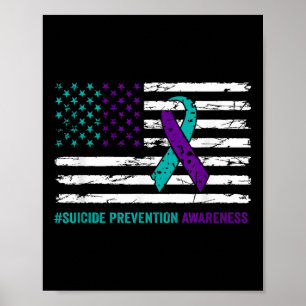 Suicide Prevention Awareness Month Ribbon Usa Amer Poster
