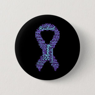 Suicide Prevention Awareness Month Ribbon With Str 6 Cm Round Badge