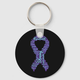 Suicide Prevention Awareness Month Ribbon With Str Key Ring