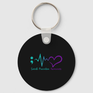Suicide Prevention Awareness Month Semicolon Heart Key Ring
