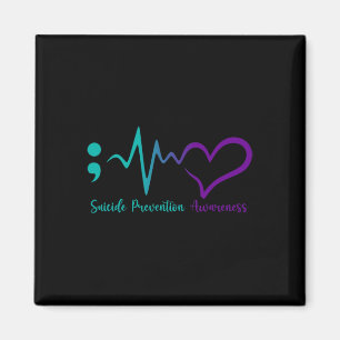 Suicide Prevention Awareness Month Semicolon Heart Magnet