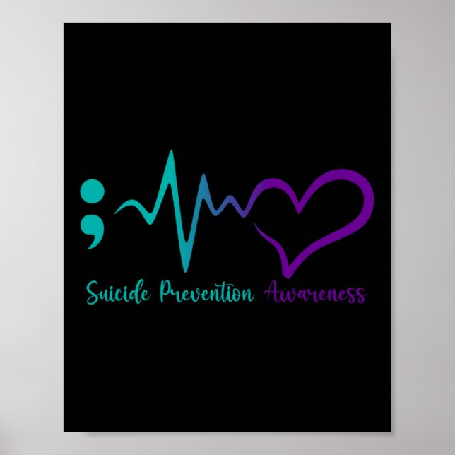 Suicide Prevention Awareness Month Semicolon Heart Poster (Front)
