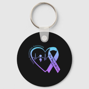 Suicide Prevention Awareness Month Teal Purple Key Ring