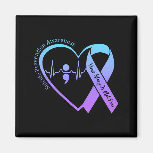Suicide Prevention Awareness Month Teal Purple Magnet