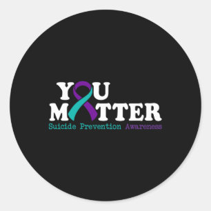 Suicide Prevention Awareness Month Teal Purple Rib Classic Round Sticker