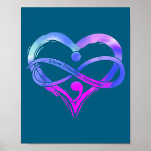 Suicide Prevention Awareness Month Teal Purple Rib Poster