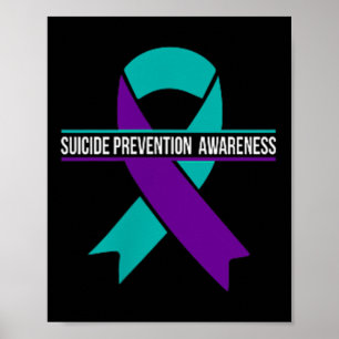 Suicide Prevention Awareness Month Teal Purple Sma Poster