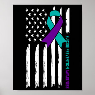 Suicide Prevention Awareness Month Usa American Fl Poster