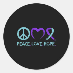 Suicide Prevention Awareness Peace Love Hope  Classic Round Sticker