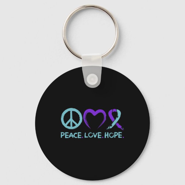 Suicide Prevention Awareness Peace Love Hope  Key Ring (Front)