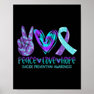 Suicide Prevention Awareness Peace Love Hope Menta Poster