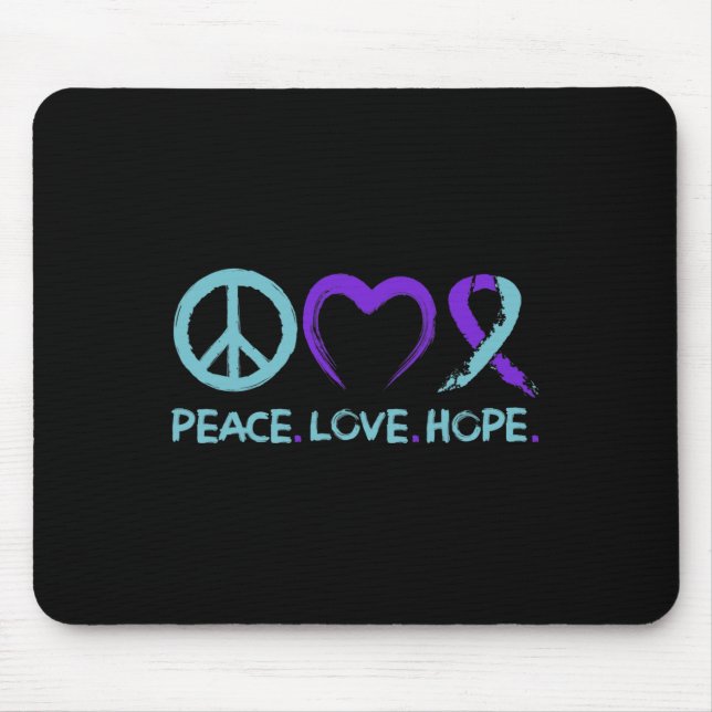 Suicide Prevention Awareness Peace Love Hope  Mouse Pad (Front)