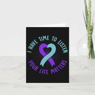 Suicide Prevention Awareness Pink And Teal Ribbon Card