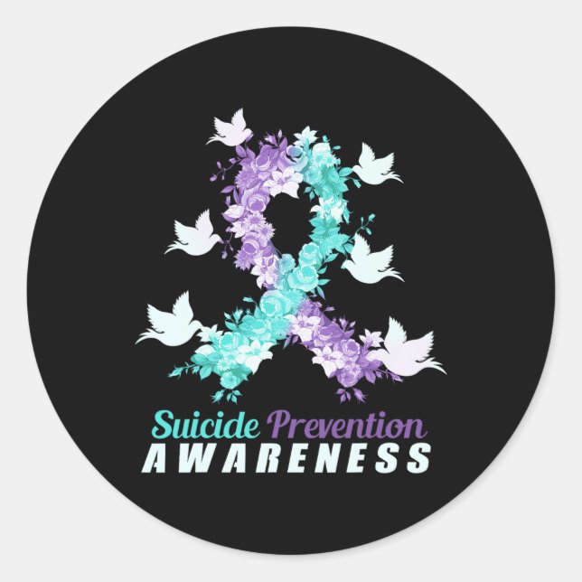 Suicide Prevention Awareness Pink And Teal Ribbon  Classic Round Sticker (Front)