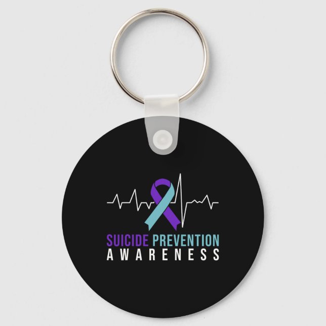 Suicide Prevention Awareness Pink And Teal Ribbon  Key Ring (Front)