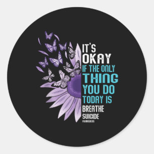 Suicide Prevention Awareness Purple And Teal Tank Classic Round Sticker