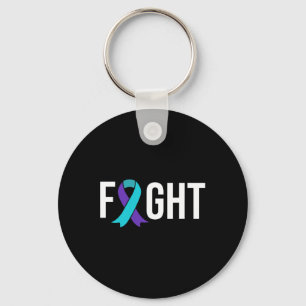 Suicide Prevention Awareness Purple Teal Ribbon Key Ring