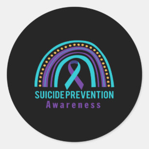 Suicide Prevention Awareness Rainbow And Teal And Classic Round Sticker