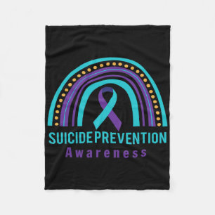 Suicide Prevention Awareness Rainbow And Teal And  Fleece Blanket
