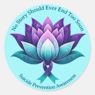 Suicide Prevention Awareness Ribbon Advocate 988  Classic Round Sticker