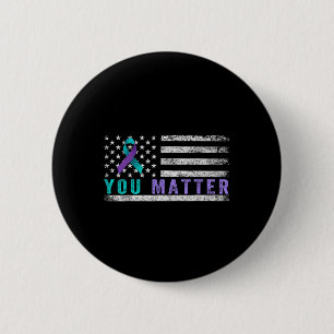 Suicide Prevention Awareness Ribbon American Flag 6 Cm Round Badge