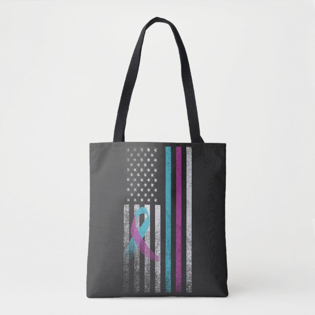 Suicide Prevention Awareness Ribbon American  Tote Bag (Front)