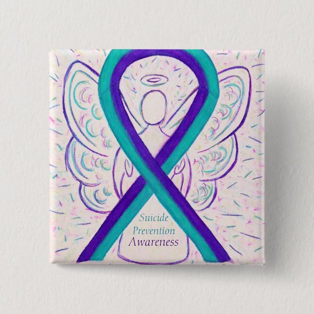 Suicide Prevention Awareness Ribbon Angel Pins (Front)