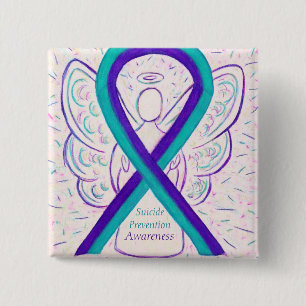 Suicide Prevention Awareness Ribbon Angel Pins