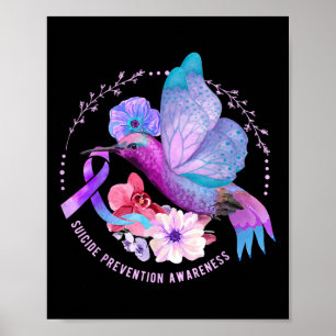 Suicide Prevention Awareness Ribbon Butterfly Purp Poster