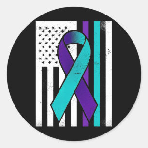 Suicide Prevention Awareness Ribbon Mental Health Classic Round Sticker