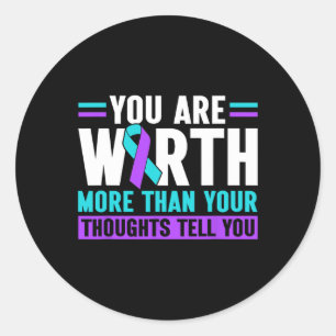 Suicide Prevention Awareness Ribbon Mental Health Classic Round Sticker