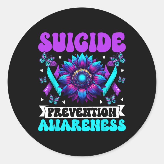 Suicide Prevention Awareness Ribbon Mental Health  Classic Round Sticker (Front)