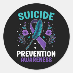 Suicide Prevention Awareness Ribbon Mental Health Classic Round Sticker