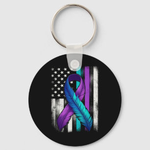 Suicide Prevention Awareness Ribbon Mental Health Key Ring