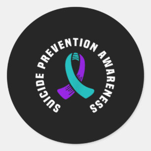 Suicide Prevention Awareness Ribbon Pocket Design Classic Round Sticker