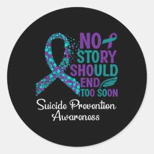 Suicide Prevention Awareness Ribbon Support Week 2 Classic Round Sticker