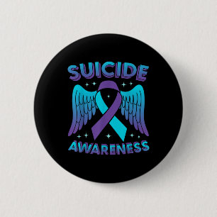 Suicide Prevention Awareness Ribbon Wings Mental H 6 Cm Round Badge