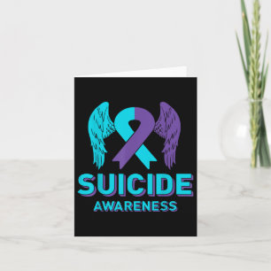 Suicide Prevention Awareness Ribbon Wings Mental H Card